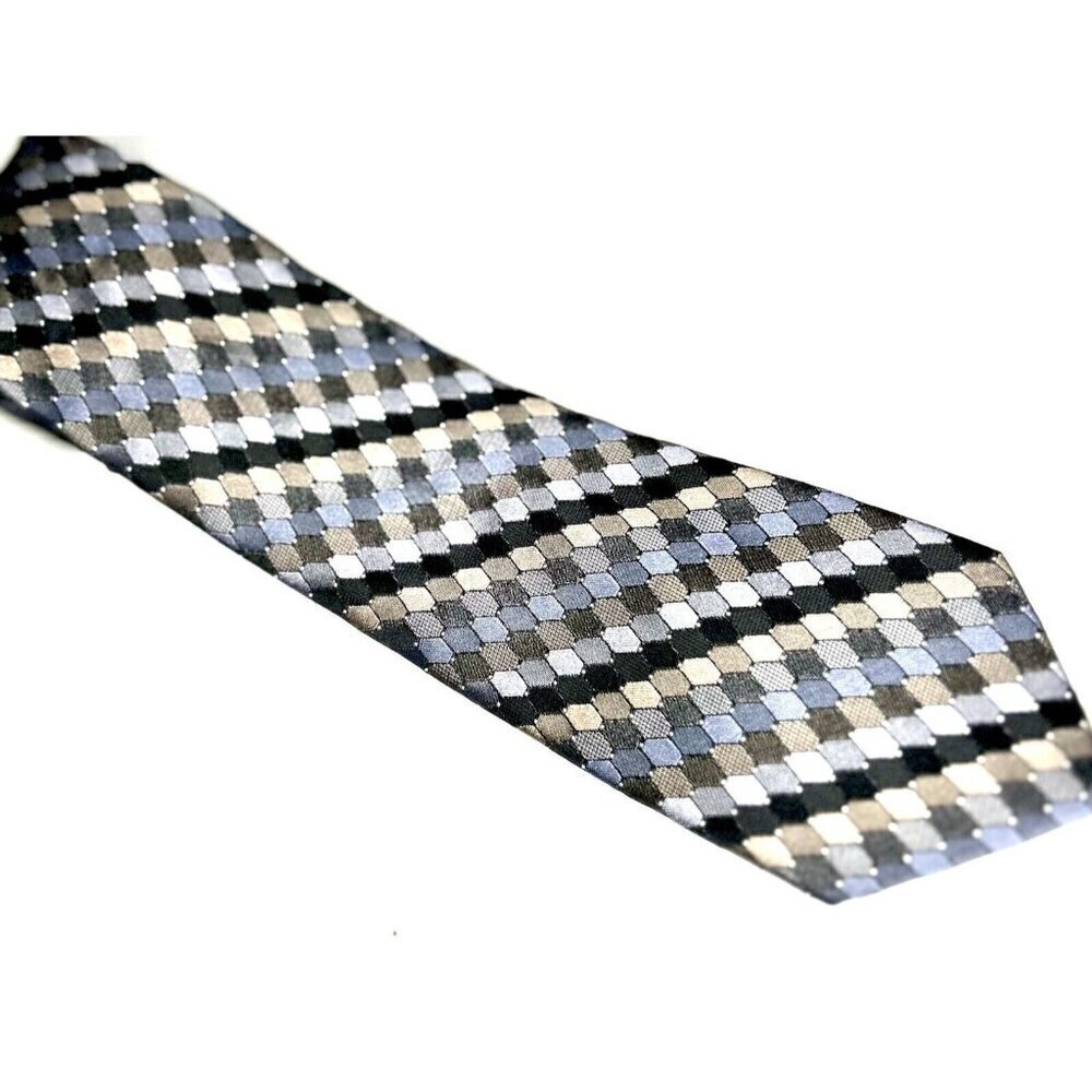 Calvin Klein Mens Classic Geometric Silk Tie Metallic Colors Cool Design MSRP$65 - Picture 3 of 11